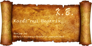 Kozányi Beatrix névjegykártya
