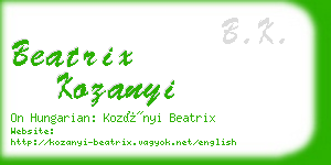 beatrix kozanyi business card